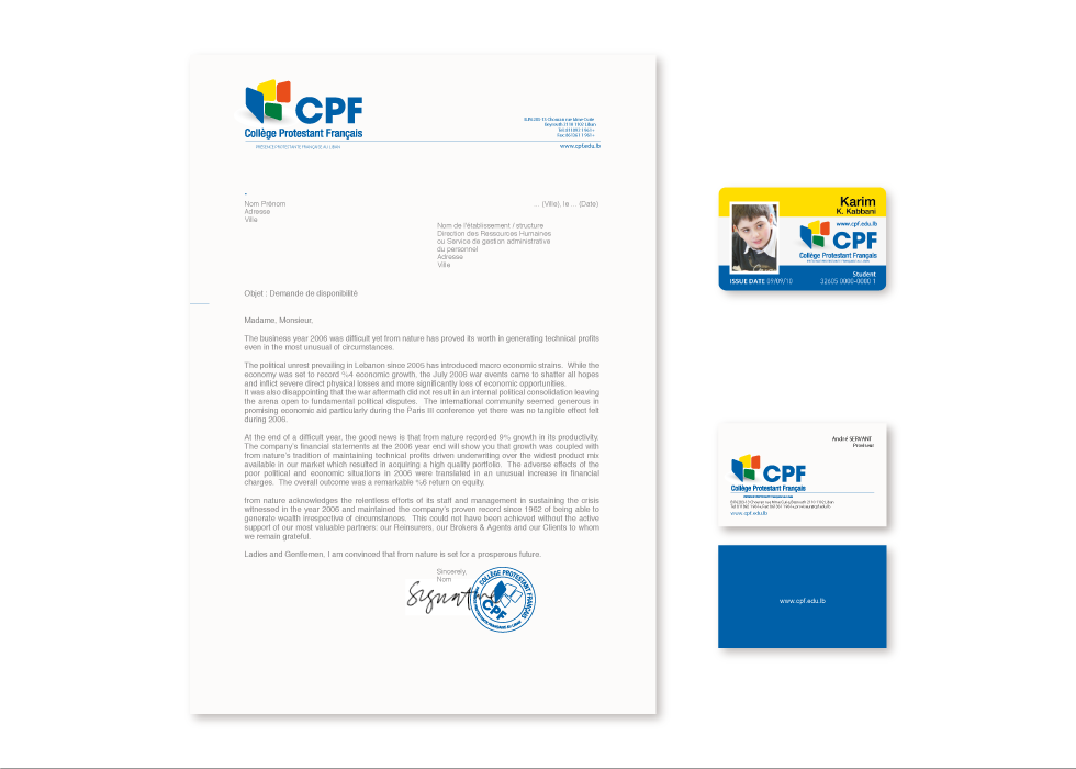 CPF Letterhead, Business Card, Student ID
